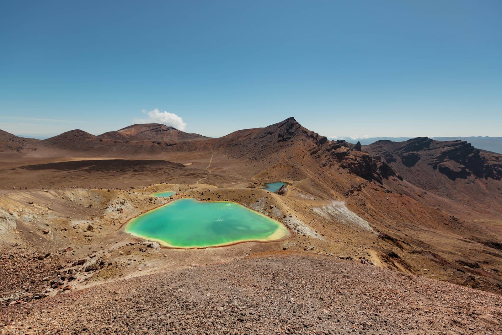 Turquoise crater lakes on the Tongariro volcanic plateau